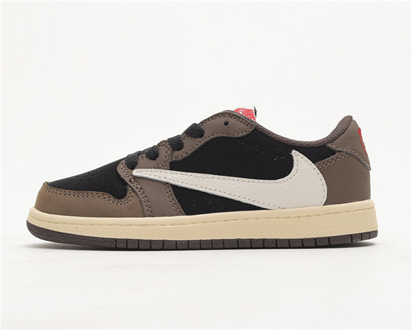 Youth Running Weapon Air Jordan 1 Brown/Black Low Top Shoes 0054